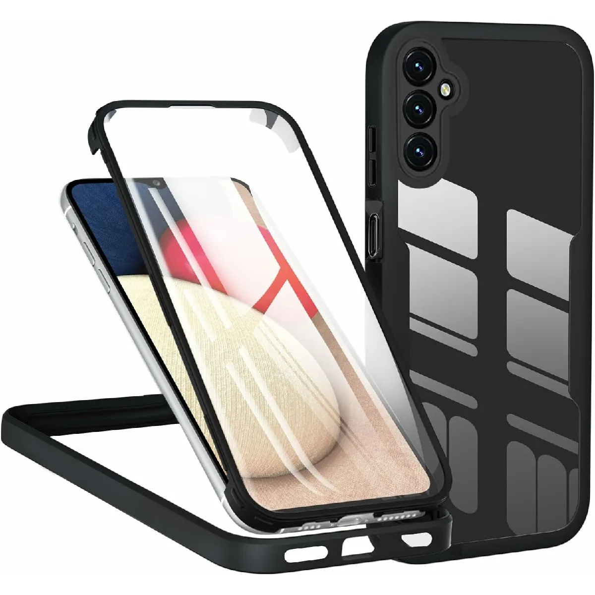 Xeptio Noir Coque Intégrale 360° Samsung Galaxy A15 4G / Samsung Galaxy A15 5G