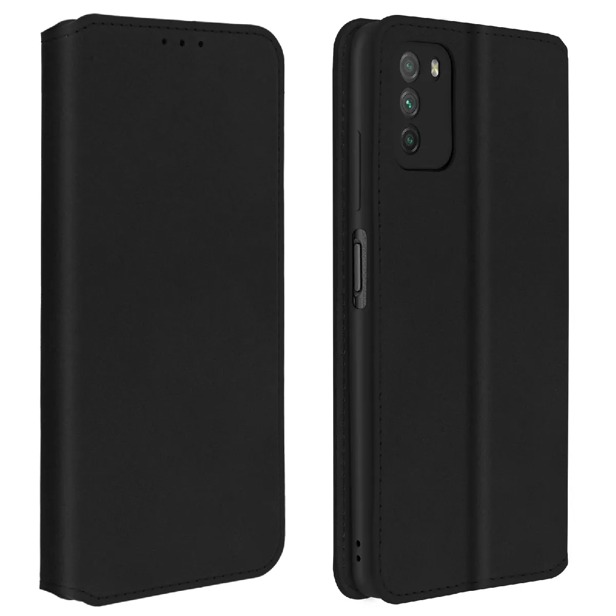 Avizar Noir Poco M3 Étui Folio