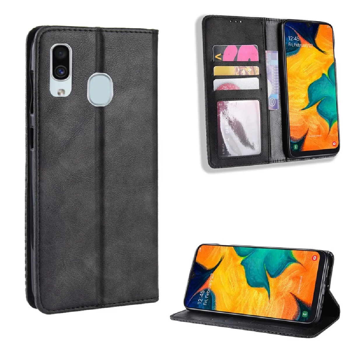 Générique Noir Étui Portefeuille Samsung Galaxy A20e
