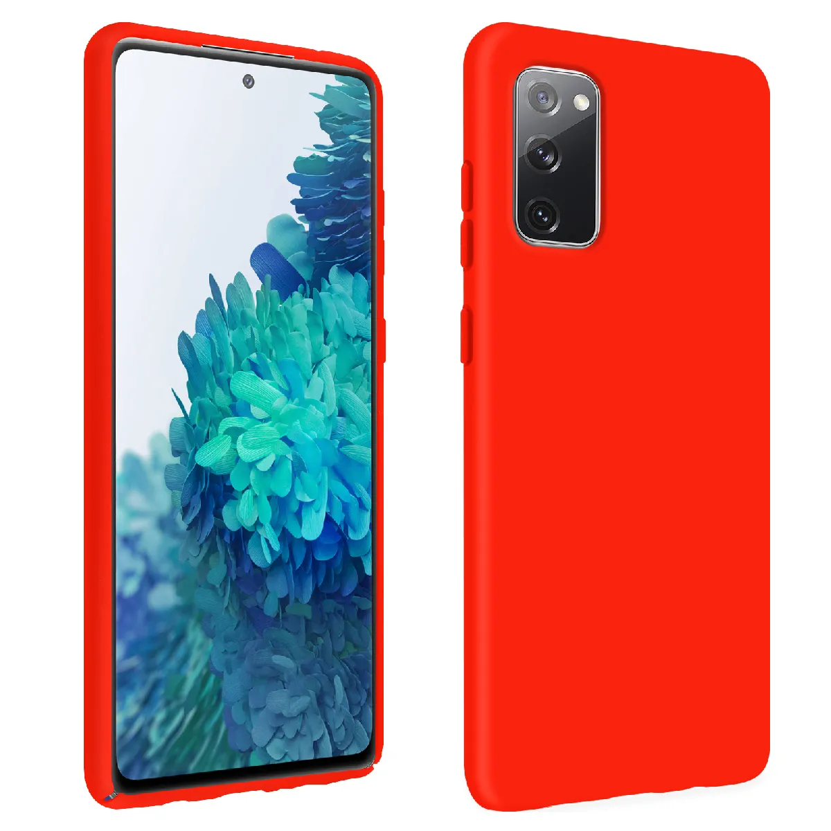 Avizar Rouge Coque Pour Samsung Galaxy S20 Fe Semi-Rigide Soft Touch Compatible Qi