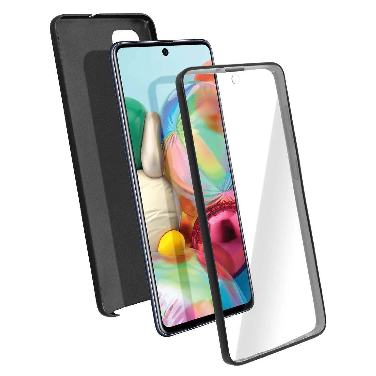 Avizar Noir Coque Pour Samsung Galaxy A71 Protection Arrière Rigide Et Avant Souple