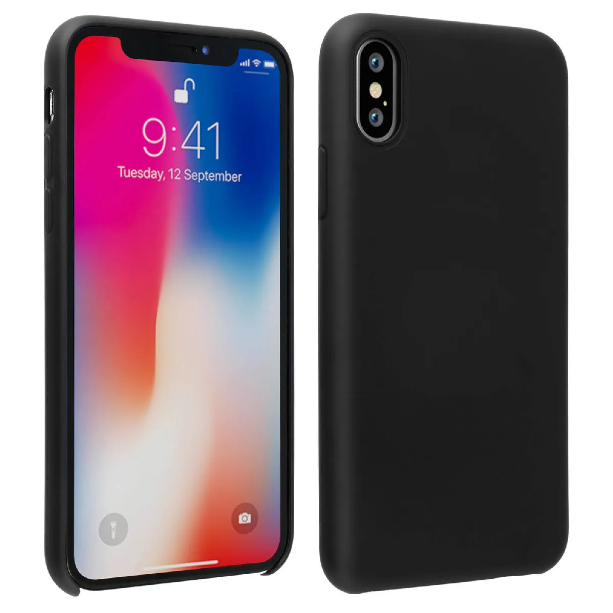 AVIZAR Coque iPhone X / XS Silicone Semi-rigide Mat Finition Soft Touch noir 