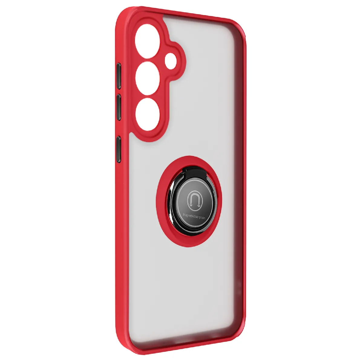 Avizar Rouge Coque Pour Samsung Galaxy S24 Plus Bague Métallique Fonction Support