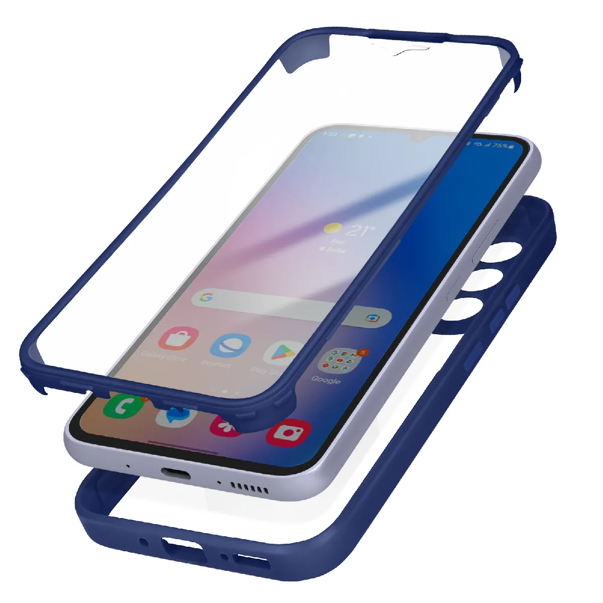 Avizar Bleu Coque Intégrale Pour Galaxy A34 5G Protection Antichoc