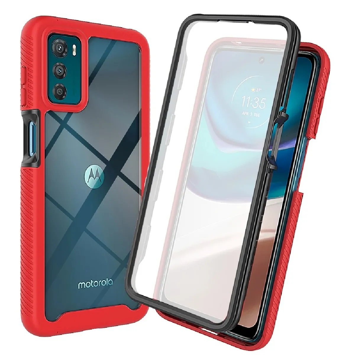 Coque Complète Pour Motorola Moto G14 - Coque TPU + Verre Trempé 2 Pièces + Support Anneau Magnétique 360°