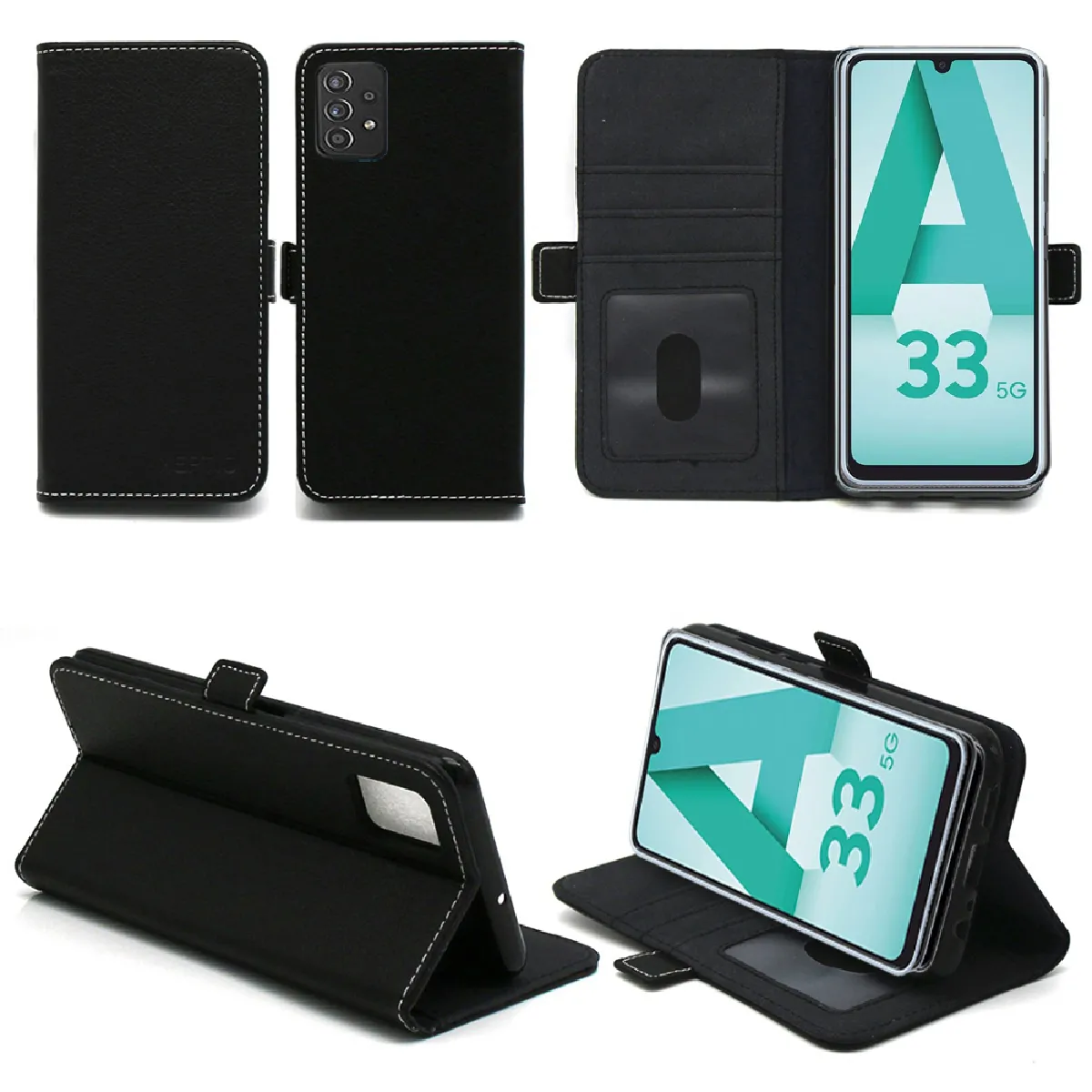 Xeptio Noir Étui Portefeuille En Similicuir Pour Samsung Galaxy A53 5G