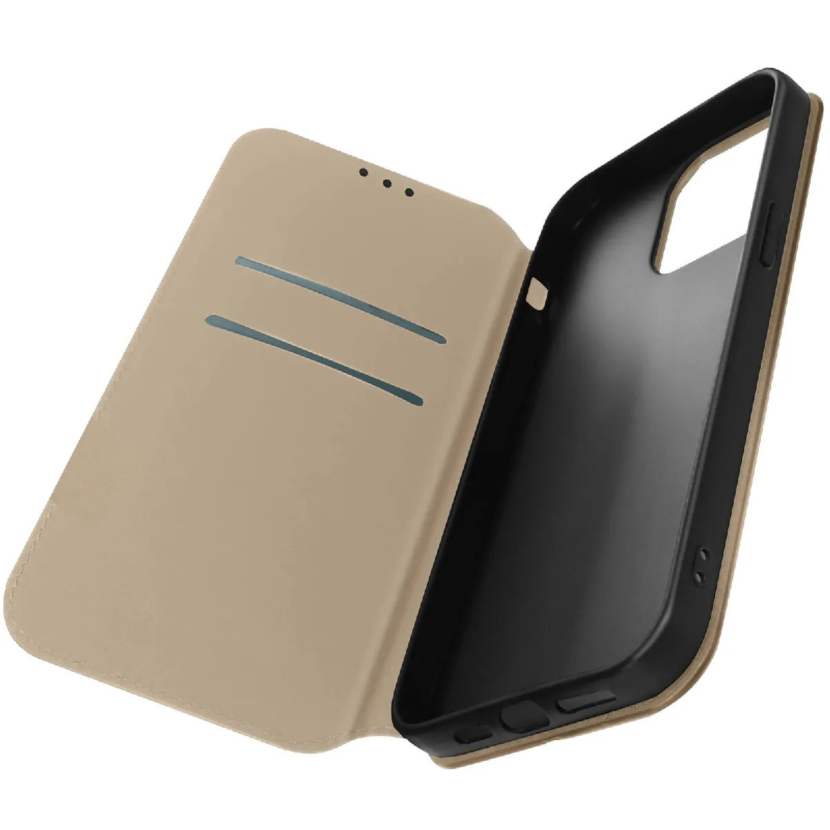 Avizar Doré Housse Folio Pour Iphone 14 Pro Clapet Porte-Cartes Fonction Support Vidéo E