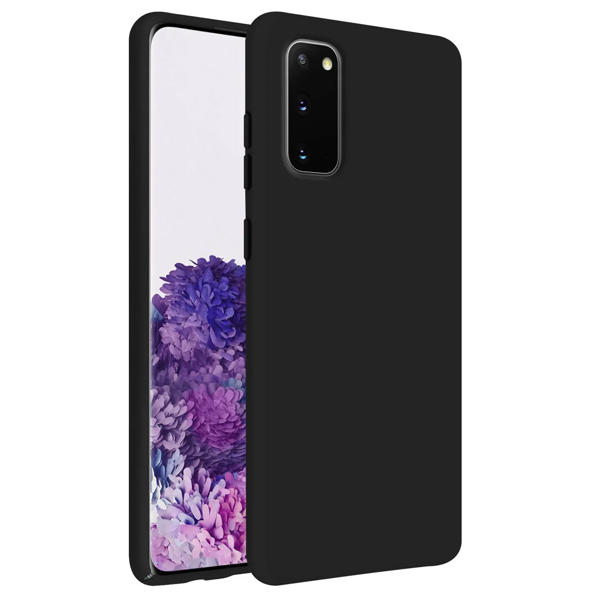Avizar Noir Coque Soft-Touch Pour Samsung Galaxy S20 En Silicone Semi-Rigide Antidérapant