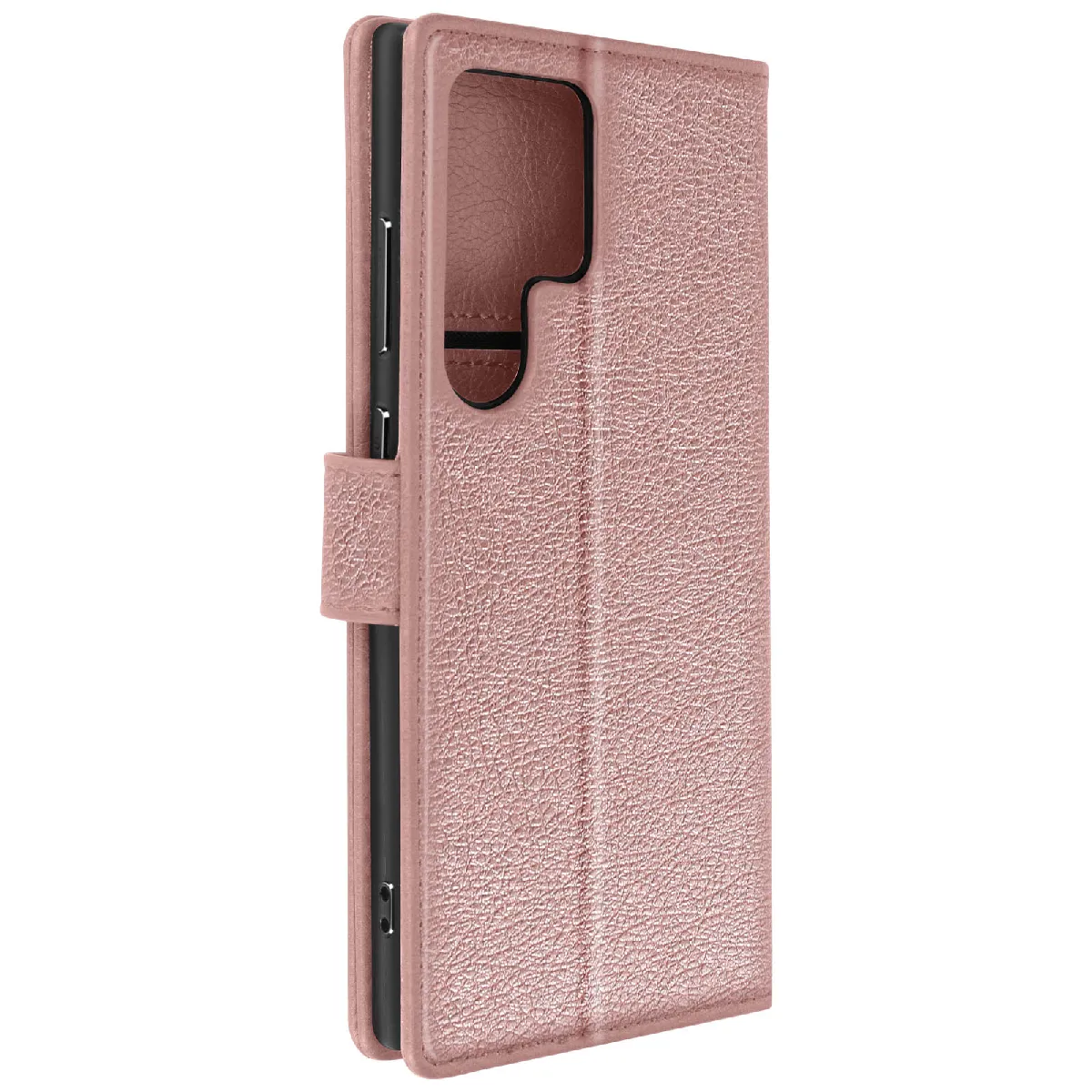 Avizar Rose Étui Pour Samsung Galaxy S24 Ultra Portefeuille Et Support Vidéo Champagne