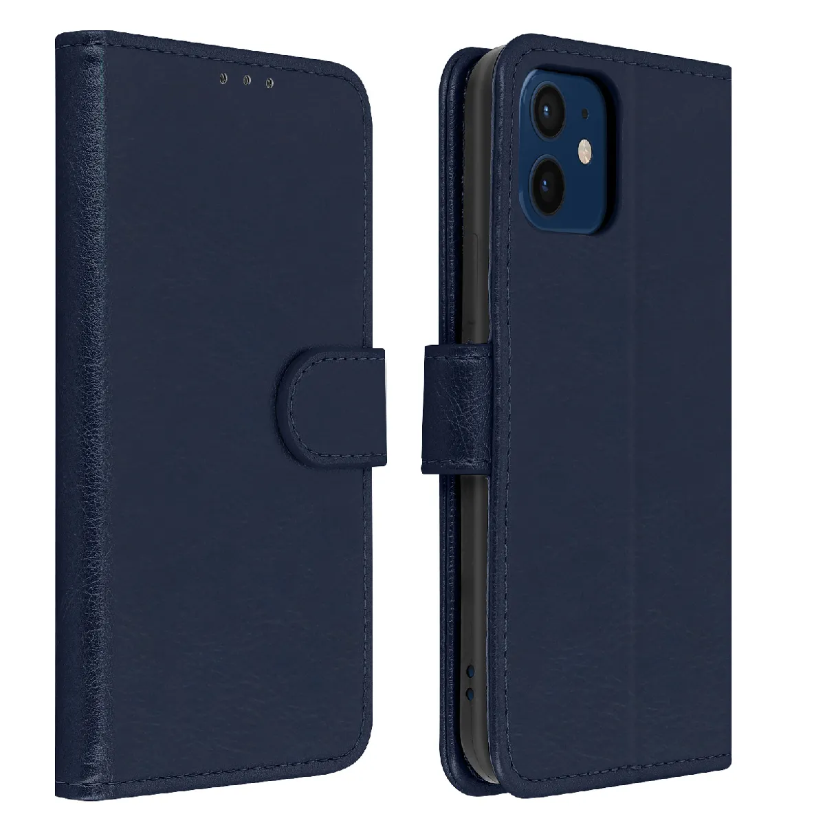 Avizar Bleu Étui Pour Iphone 12 / 12 Pro Protection Avec Porte-Carte Fonction Support