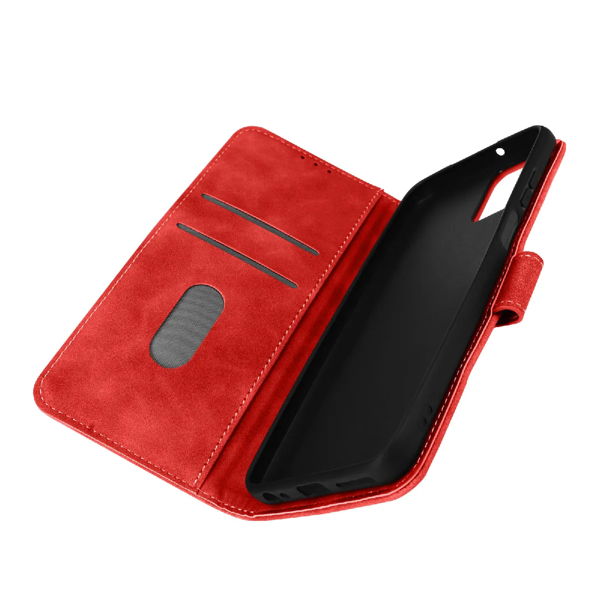 Avizar Rouge Étui Motorola Moto G32 Portefeuille Support Vidéo Languette Magnétique