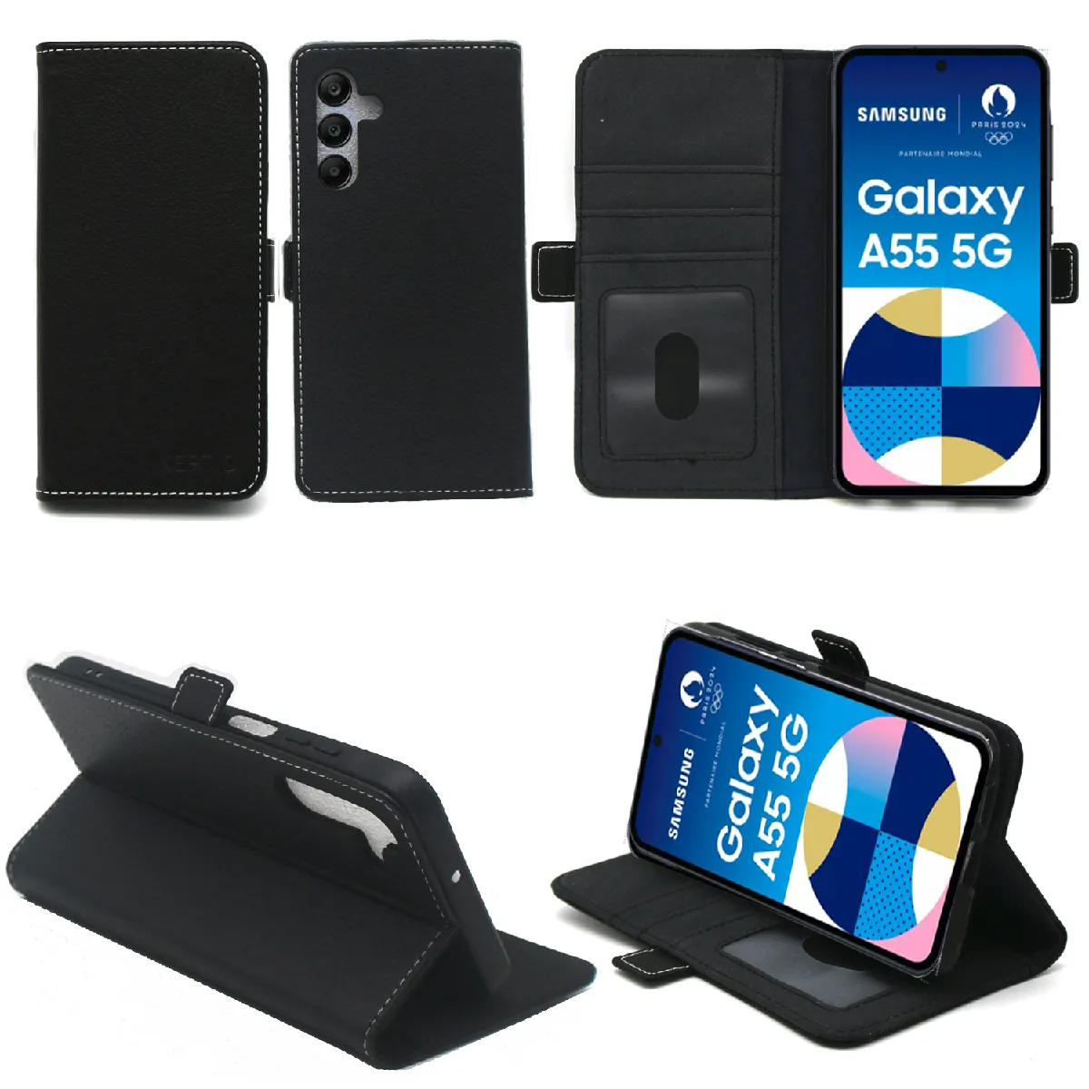 XEPTIO - Étui Portefeuille Samsung Galaxy A55 5G - Housse à Rabat - Noir - Image 3