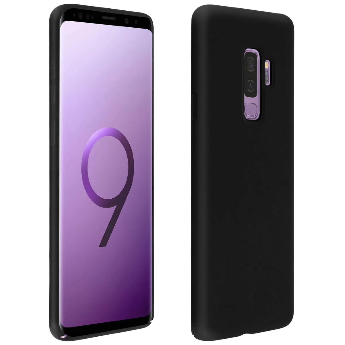 Avizar Noir Coque Pour Samsung Galaxy S9 Plus Silicone Semi-Rigide Mat Finition Soft Touch