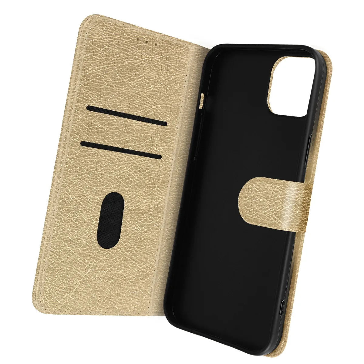 Avizar Doré Housse Pour Iphone 14 Plus Clapet Portefeuille Fonction Support Vidéo E