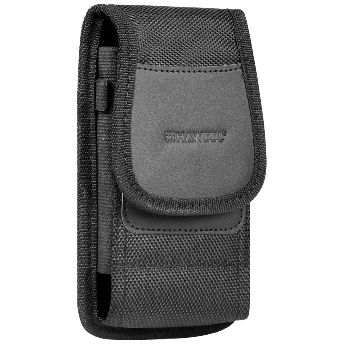 Avizar Noir Étui Ceinture Vertical Pour Smartphone Nylon Par Clip Et Mousqueton Taille L