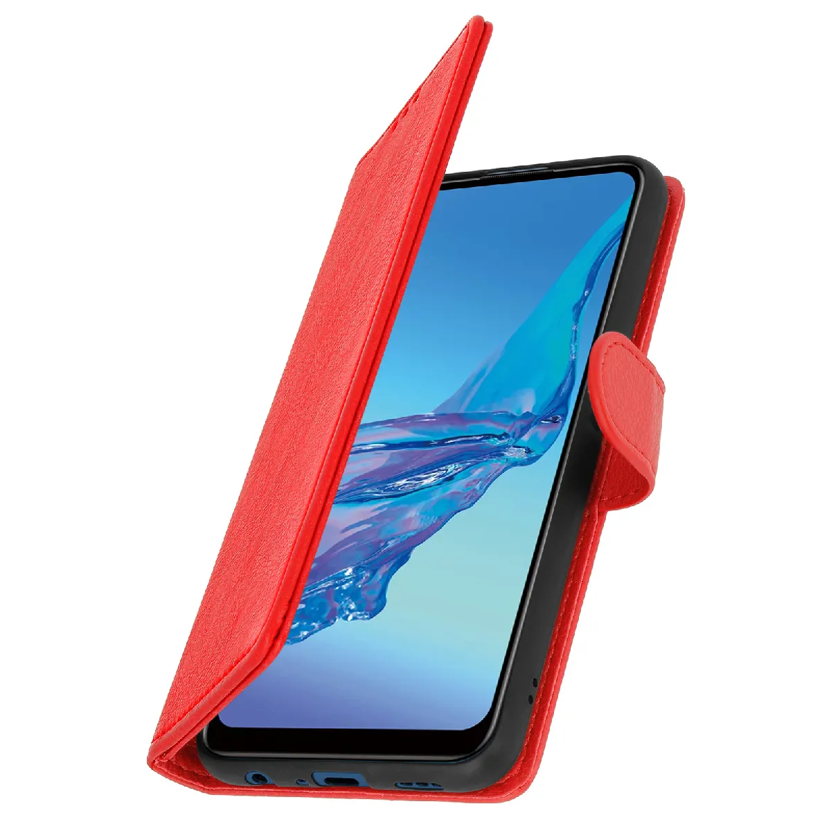 Avizar Rouge Étui Pour Oppo A53 Clapet Portefeuille Fonction Support Vidéo
