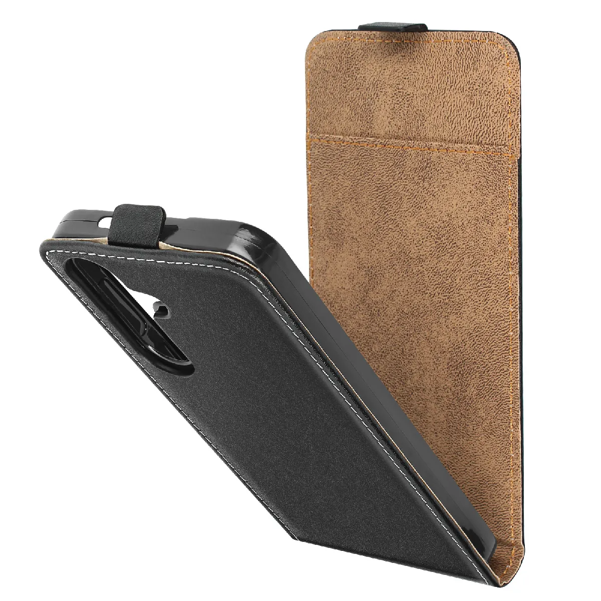 Avizar Noir Étui Clapet Vertical Pour Samsung S24 Et S25