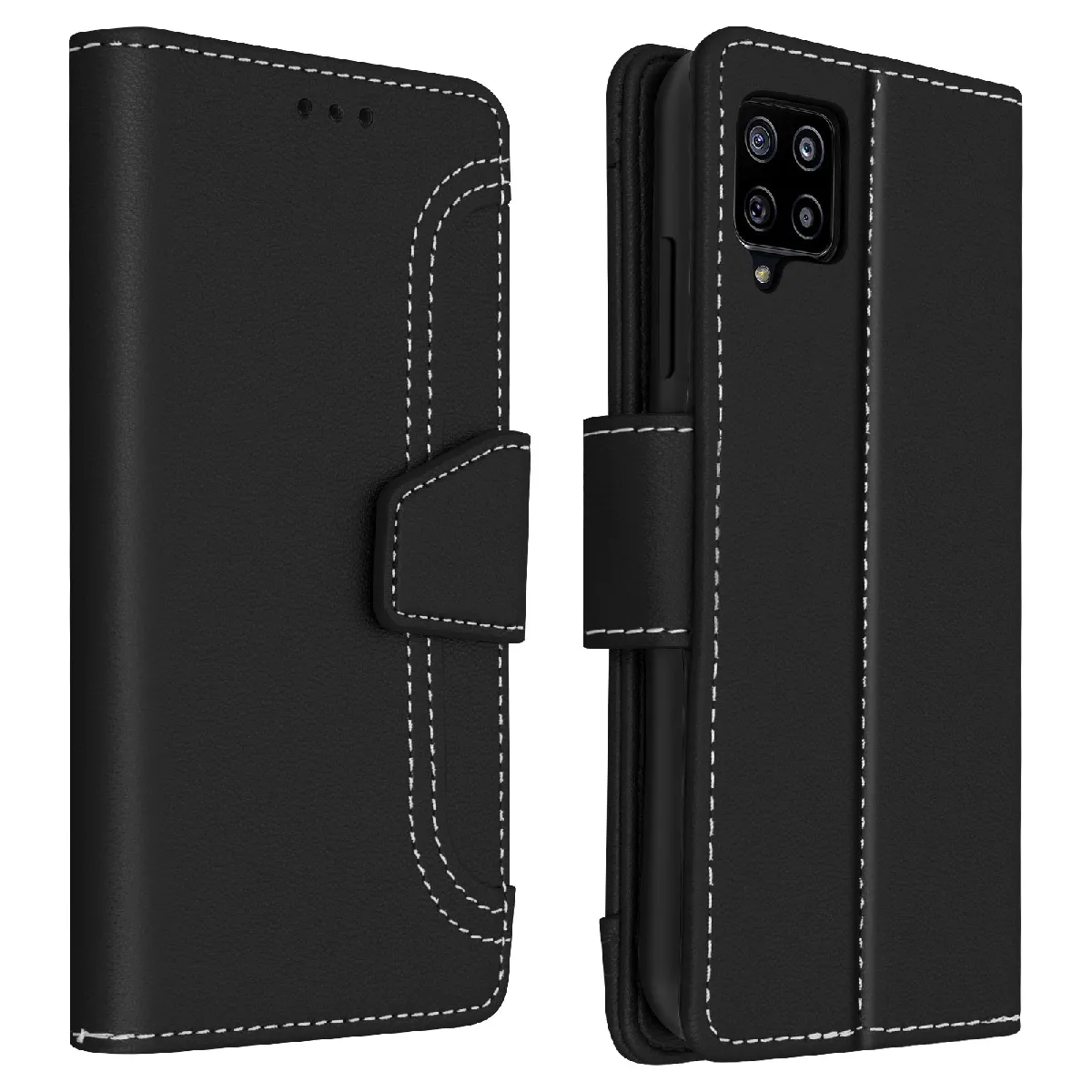 Avizar Noir Housse Pour Samsung Galaxy A42 5G Étui Folio Portefeuille Fonction Support