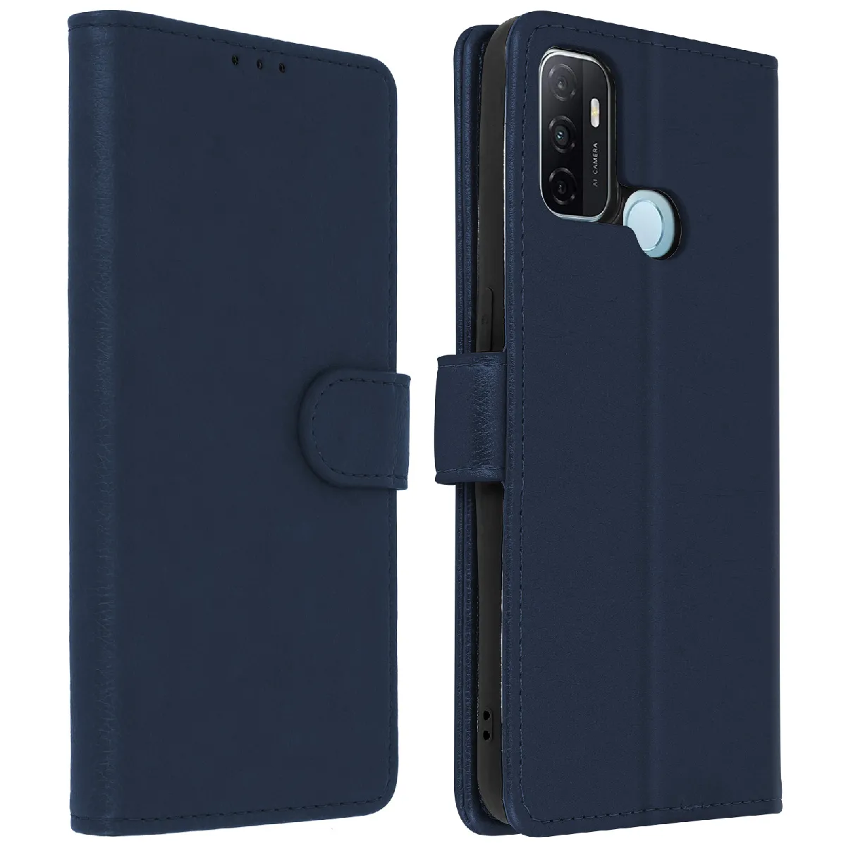 Avizar Bleu Étui Pour Oppo A53 / A53s Housse Intégrale Porte-Carte Fonction Support Nuit