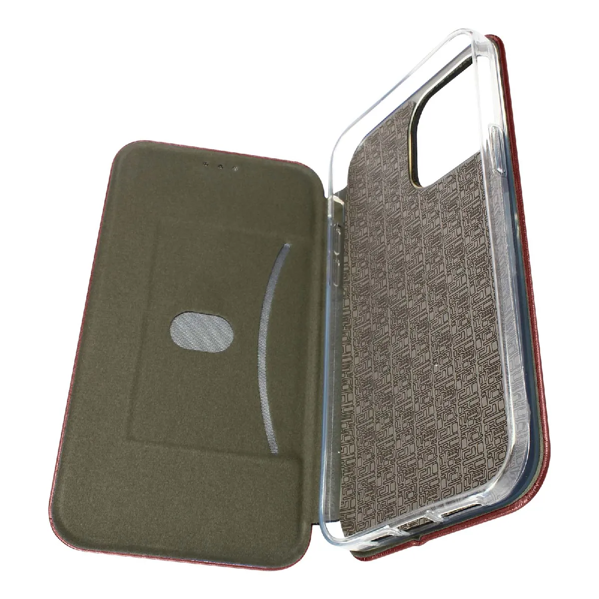 Avizar Housse Pour Iphone 14 Pro Max Clapet Porte-Carte Support Finition Satinée Bordeaux