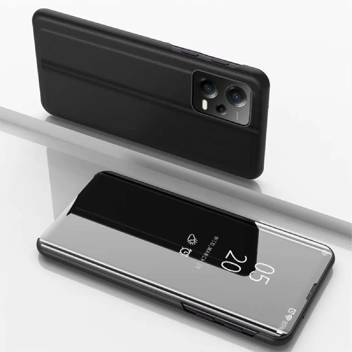 Htdmobiles Noir Étui Portefeuille Clear View Xiaomi Poco X5 5G / Redmi Note 12 5G