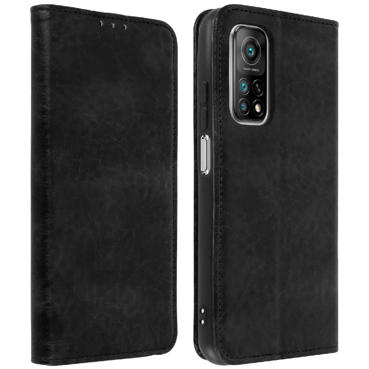 Avizar Noir Étui Pour Xiaomi Mi 10T / 10T Pro Portefeuille Support Vidéo Vintage
