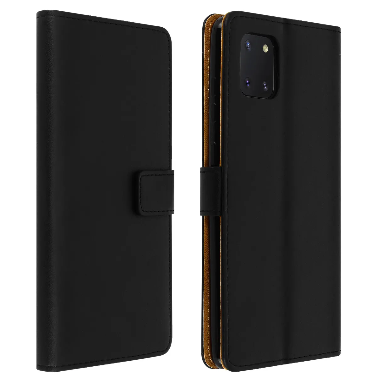 Avizar Noir Housse Pour Samsung Galaxy Note 10 Lite Cuir Véritable Porte Cartes Fonction Support