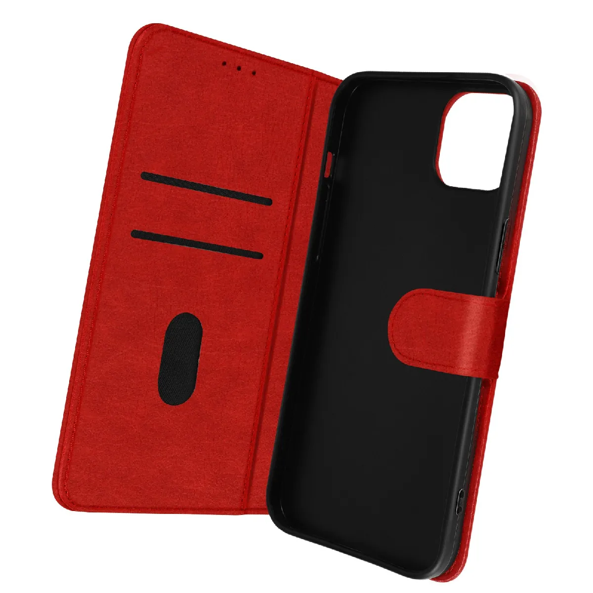 Avizar Rouge Housse Pour Iphone 14 Clapet Portefeuille Fonction Support Vidéo
