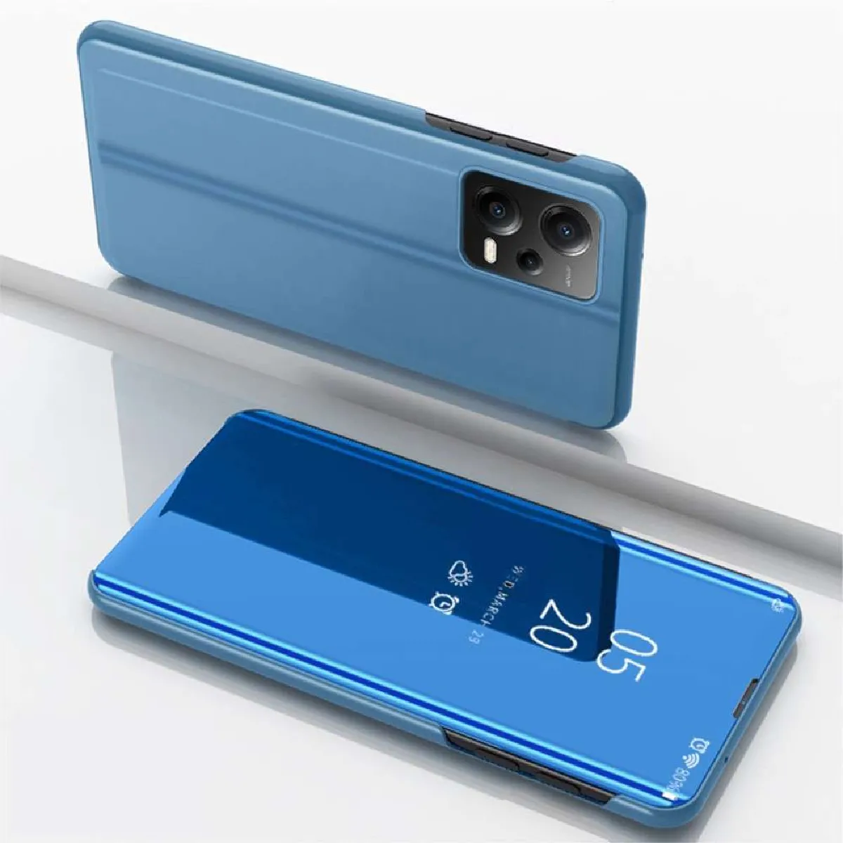 Htdmobiles Bleu Étui Portefeuille Clear View Xiaomi Poco X5 5G / Redmi Note 12 5G