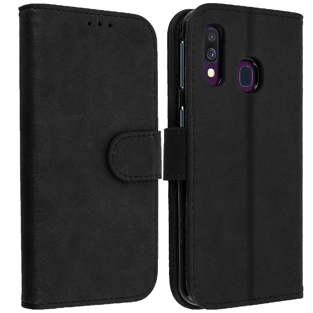 Avizar Noir Housse Pour Samsung Galaxy A40 Étui Portefeuille Support Stand