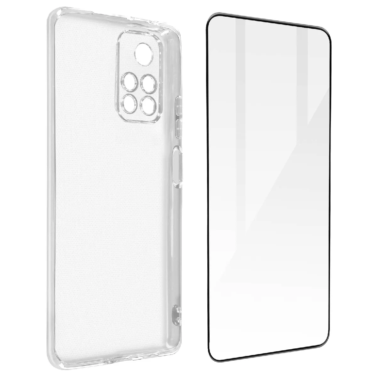 Avizar Coque Pour Xiaomi Poco M4 Pro 5G / Redmi Note 11S 5G Souple Verre 9H Transparent