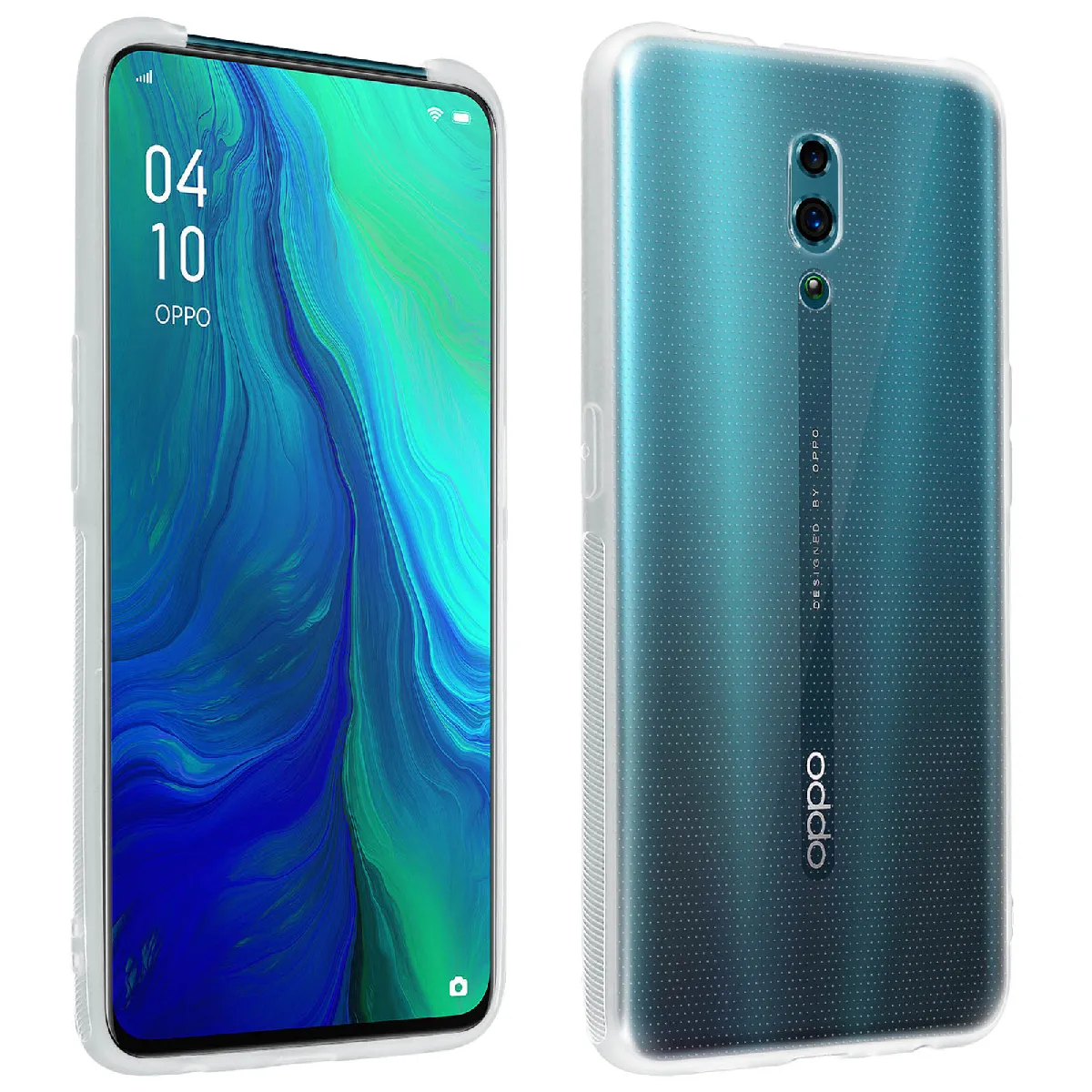 Avizar Coque Oppo Reno Silicone Souple Et Film Ecran Verre Trempé 9H Transparent