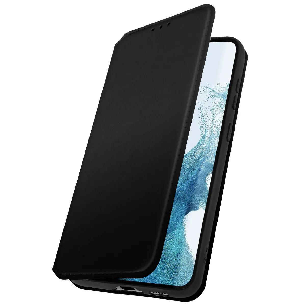 Avizar Noir Étui Portefeuille Pour Samsung Galaxy S23+ Clapet Magnétique Avec Support