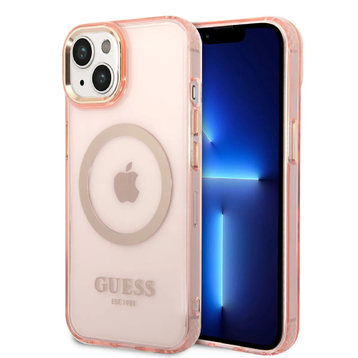Guess Coque en TPU compatible Magsafe pour iPhone 14 - rose