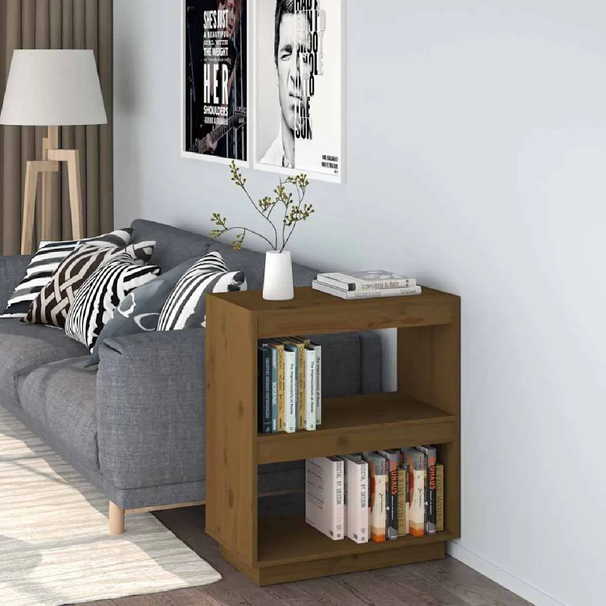 Vidaxl Marron Bibliothèque Miel 60 Cm Pin Massif