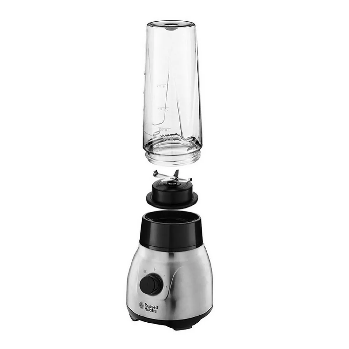 Russell Hobbs Blender 650W Bol Verre 1,5L – Noir Mat Premium, Lames Inox 4 Branches, Pulse, Smoothies & Cocktails Parfaits