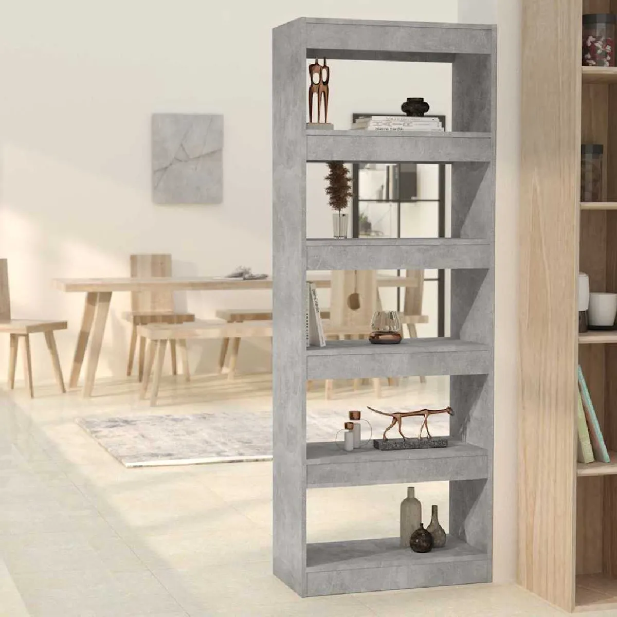 Vidaxl Gris Bibliothèque/Séparateur Béton