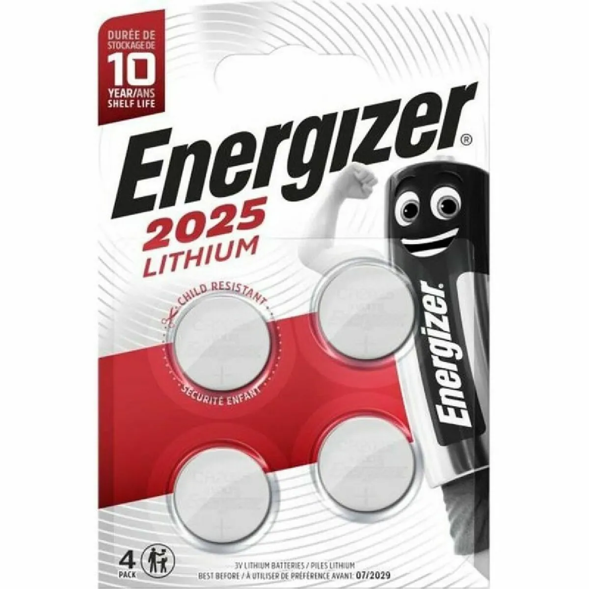 Piles Bouton Lithium Cr2025 3v Energizer Le Lot De 4 Piles - vue 5