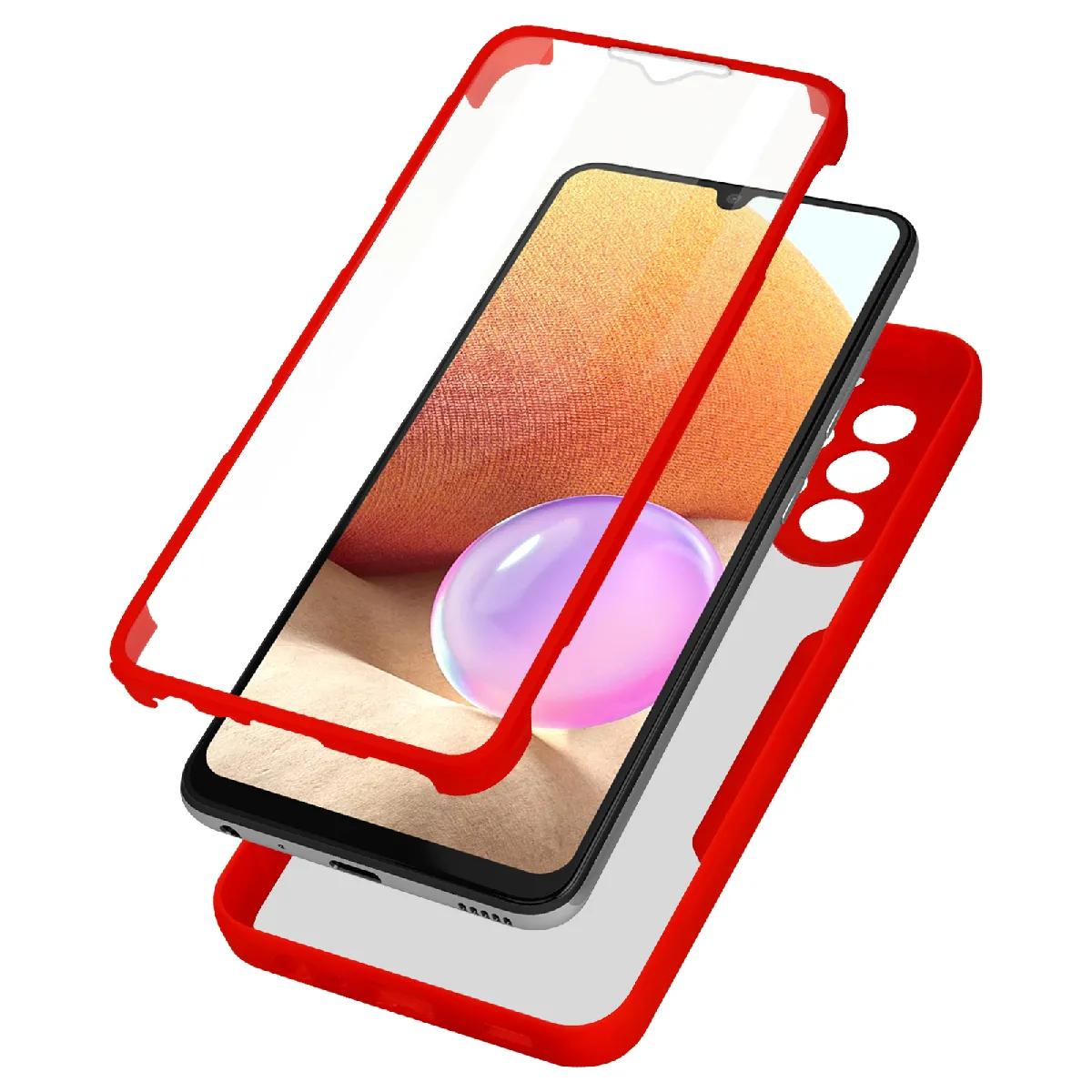 Avizar Rouge Coque 360 Pour Samsung A32 Dos Rigide Protection Écran Souple