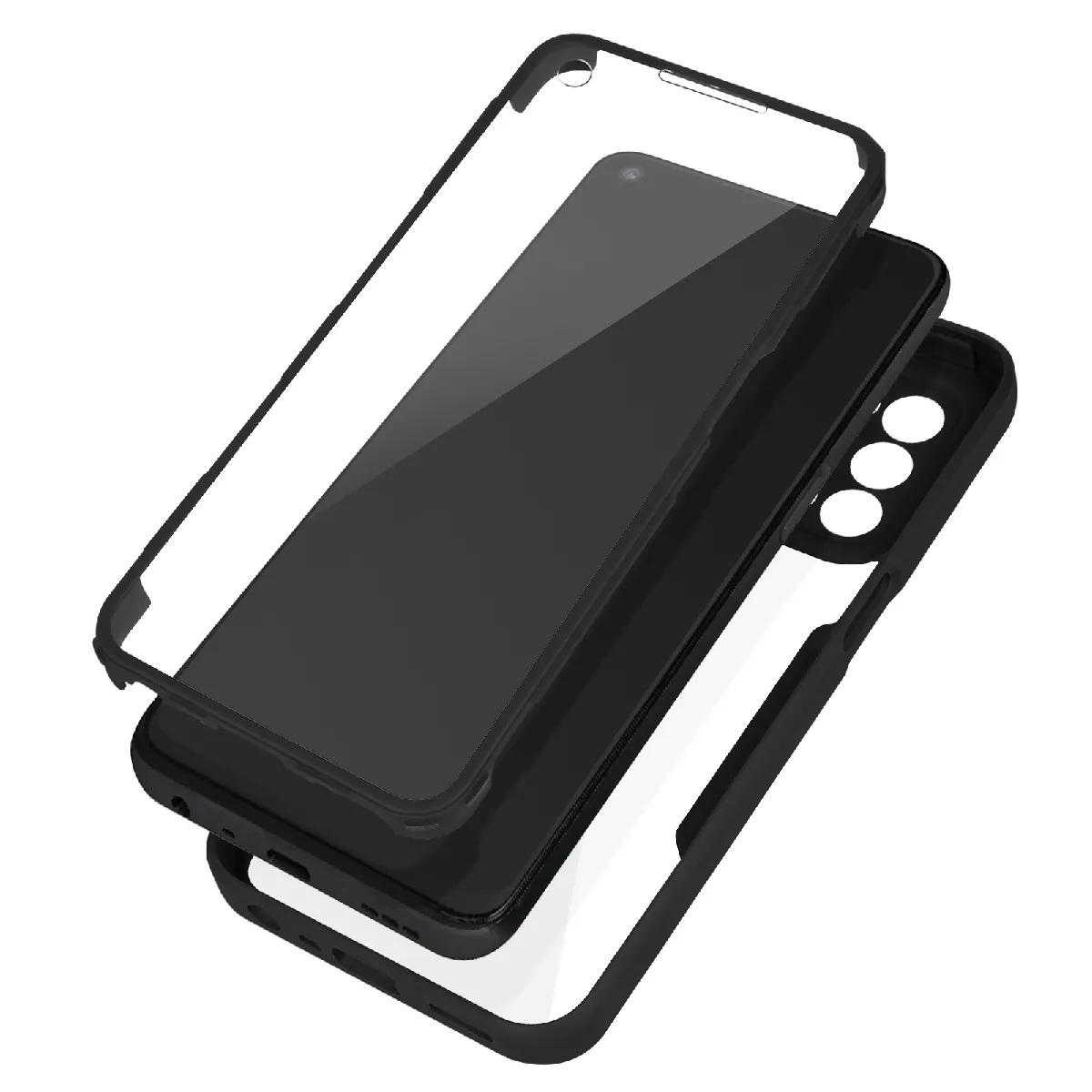 Avizar Noir Coque Pour Oppo A74 5G Et A54 5G Dos Plexiglas Avant Polymère