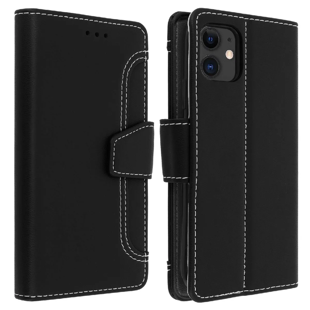 Avizar Noir Housse Pour Iphone 11 Étui Folio Portefeuille Fonction Support