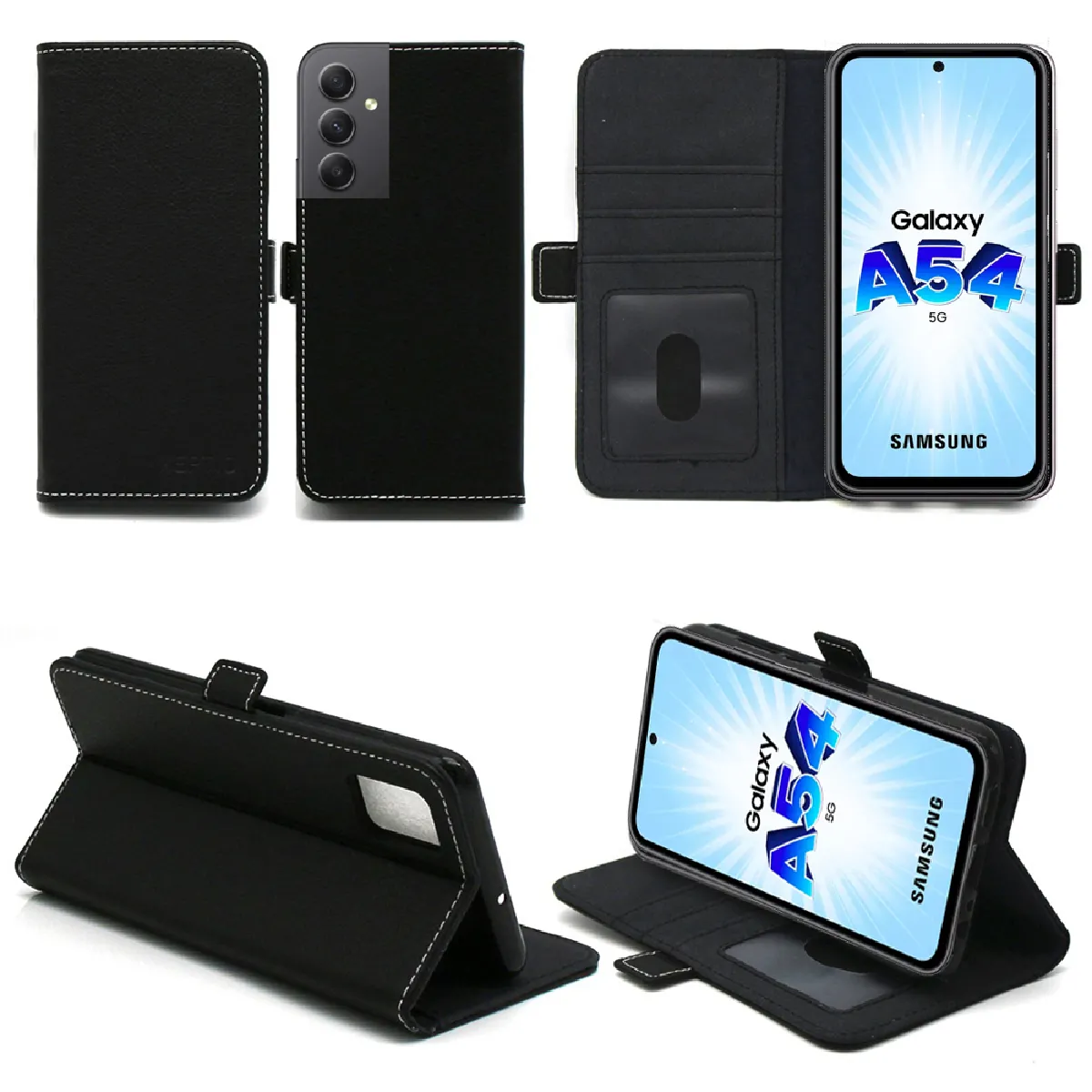Xeptio Noir Étui Portefeuille En Similicuir Samsung Galaxy A54 5G