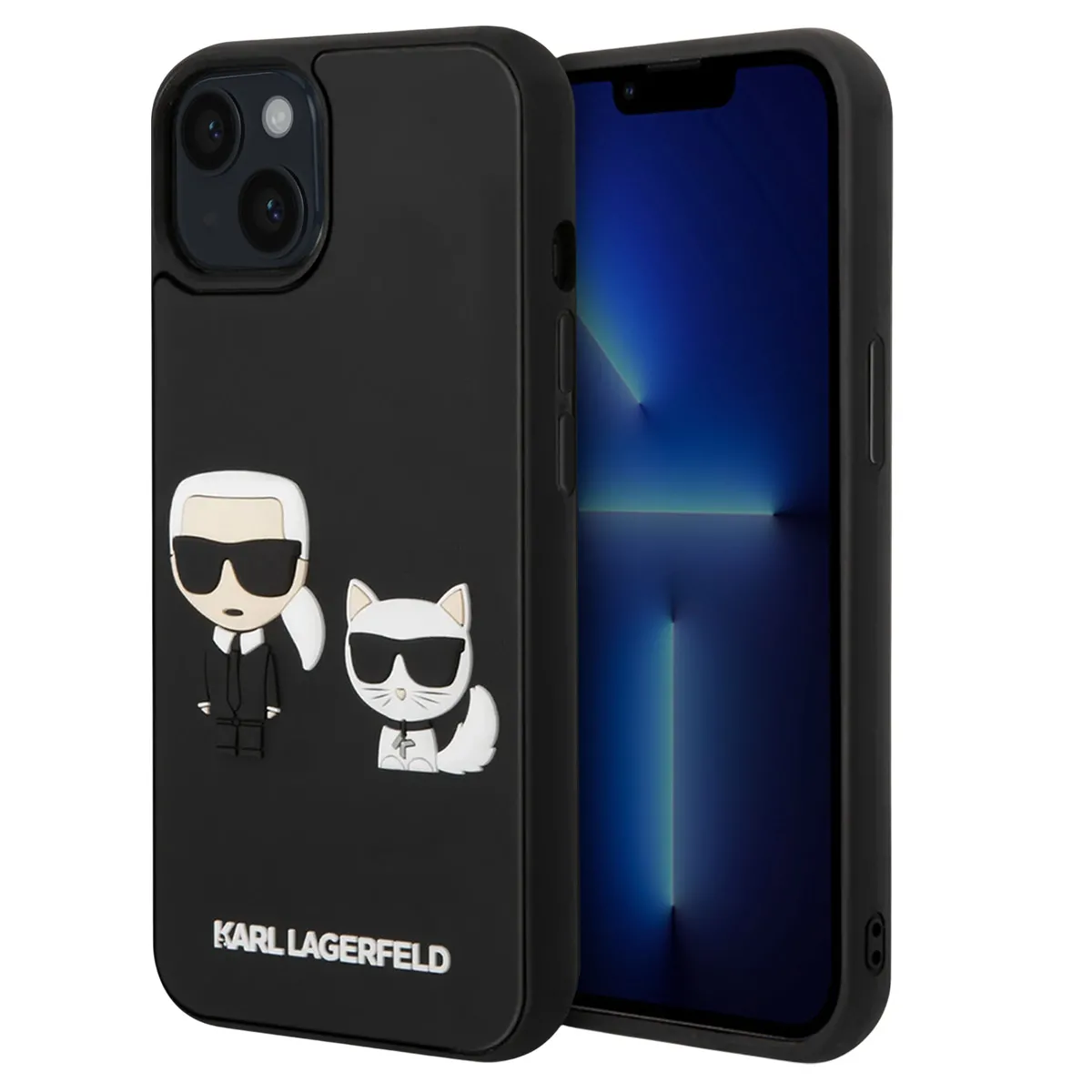 Karl Lagerfeld Noir Coque Pour Apple Iphone 14 Plus 3D Rubber Karl & Choupette - Neuf - Image 3