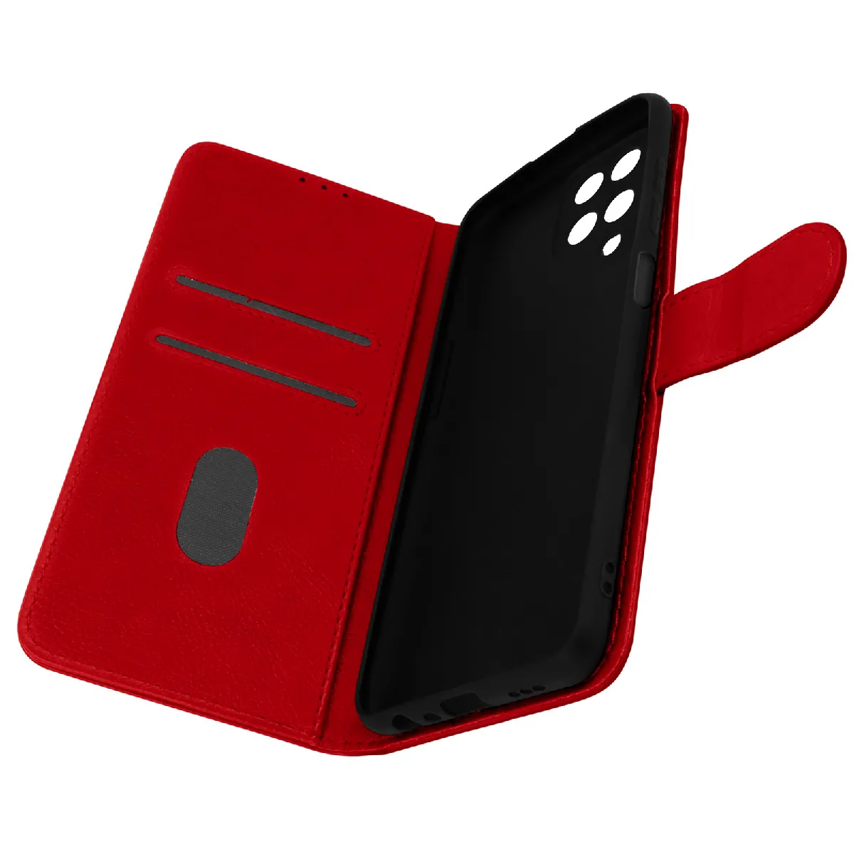 Avizar Rouge Étui Pour Samsung Galaxy M12 Protection Avec Porte-Carte Fonction Support