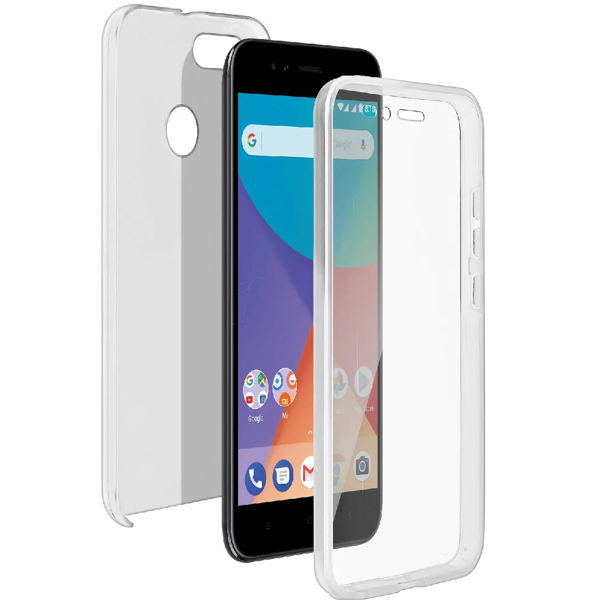 Avizar Coque Pour Xiaomi Mi A1 Protection Silicone + Arrière Polycarbonate Transparent