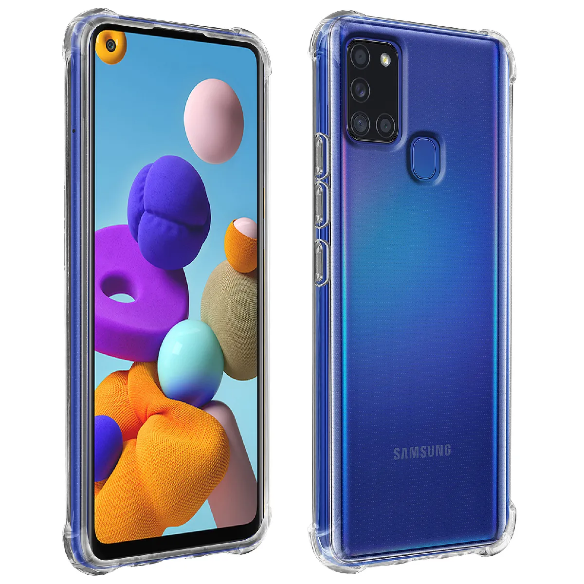 Avizar Coque Samsung Galaxy A21s Flexible Antichoc Coins Bumper Transparent