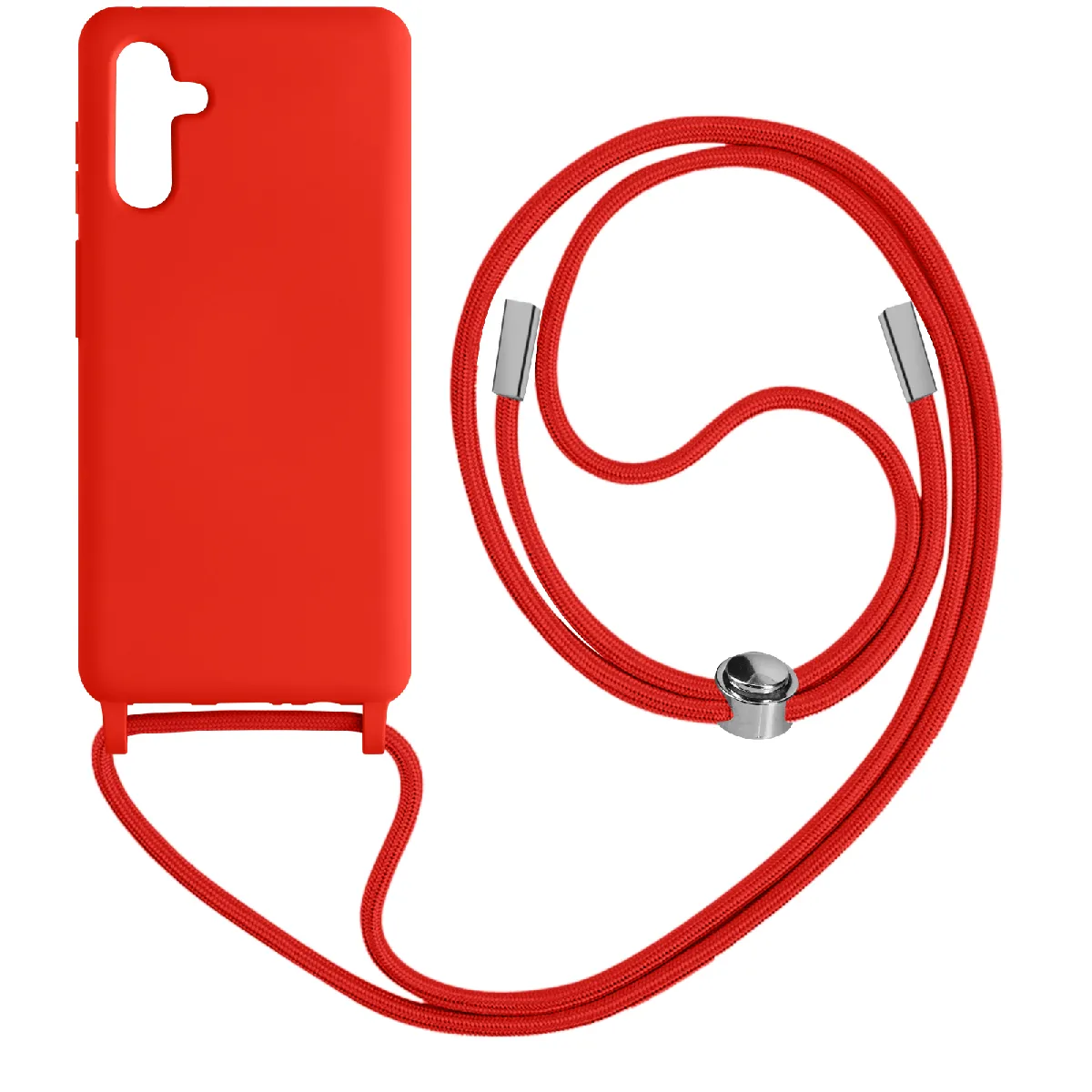Avizar Rouge Coque Avec Cordon Pour Samsung Galaxy A34 5G En Silicone Soft-Touch