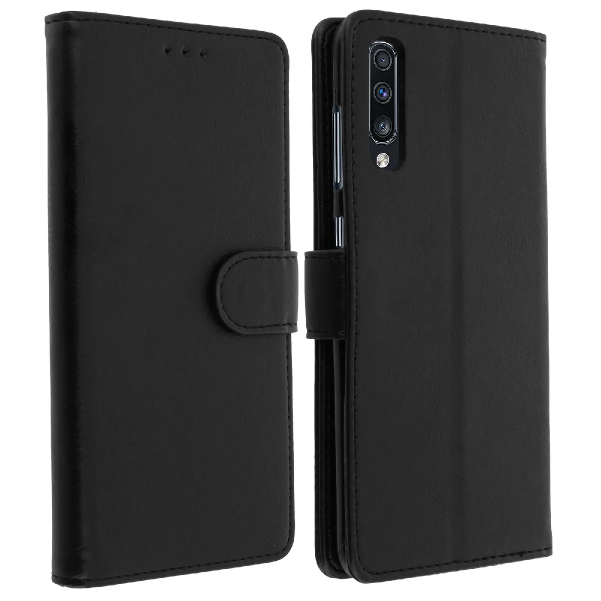 Avizar Noir Housse Pour Samsung Galaxy A70 Étui Porte-Carte Support Stand