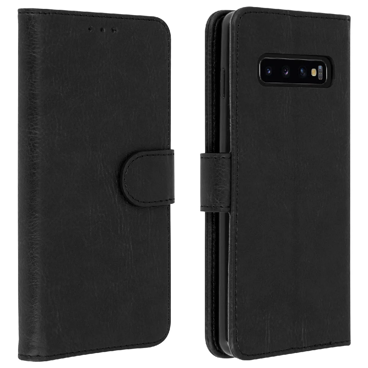 Avizar Noir Housse Pour Samsung Galaxy S10 Étui Portefeuille Support Stand