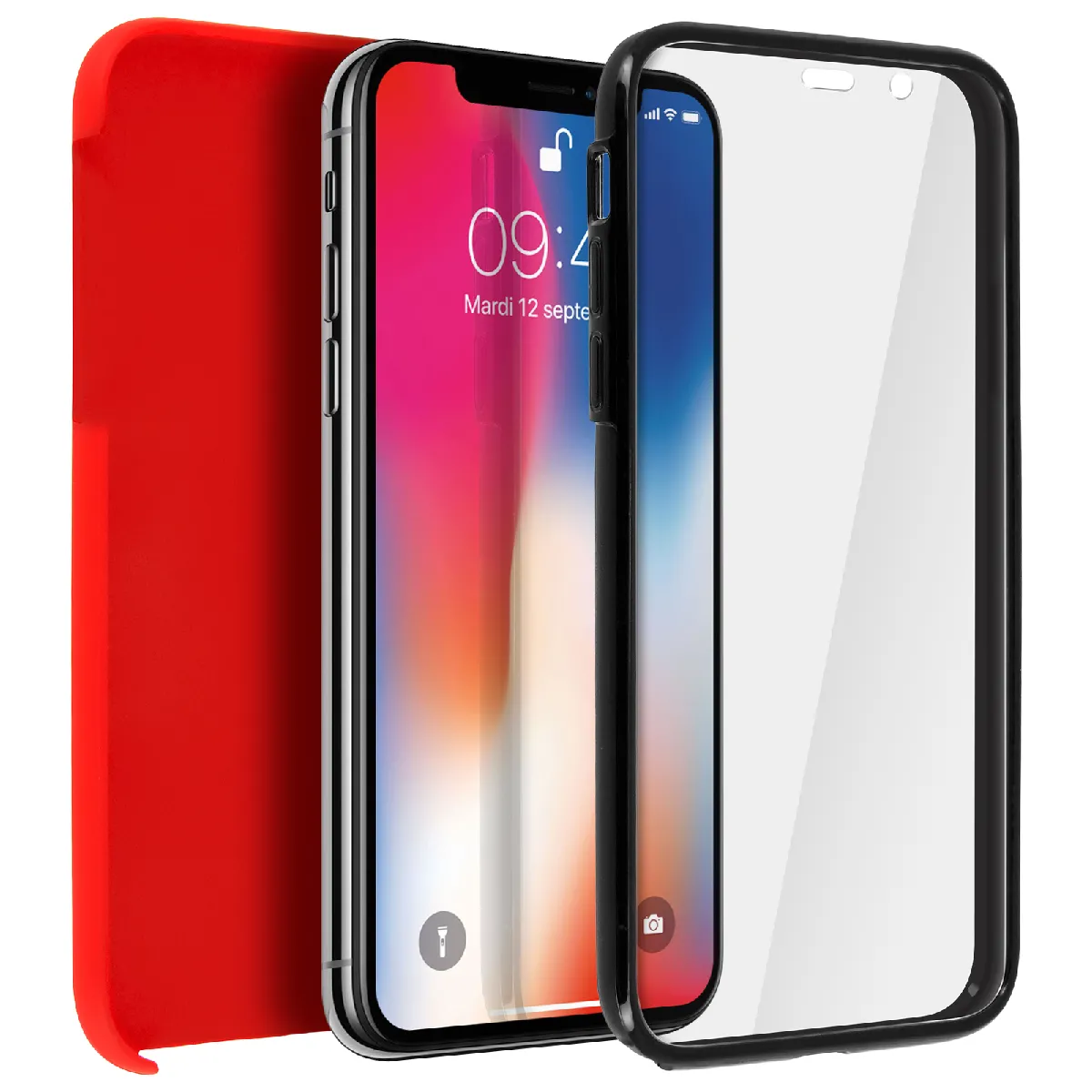 Avizar - Coque pour iPhone X / XS - Protection Silicone et Polycarbonate - Rouge - Image 2